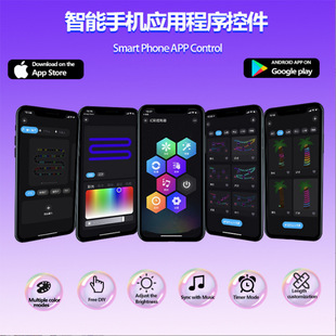 led幻彩皮线灯三线点控跑马流水灯串蓝牙音乐氛围圣诞节日灯彩盒