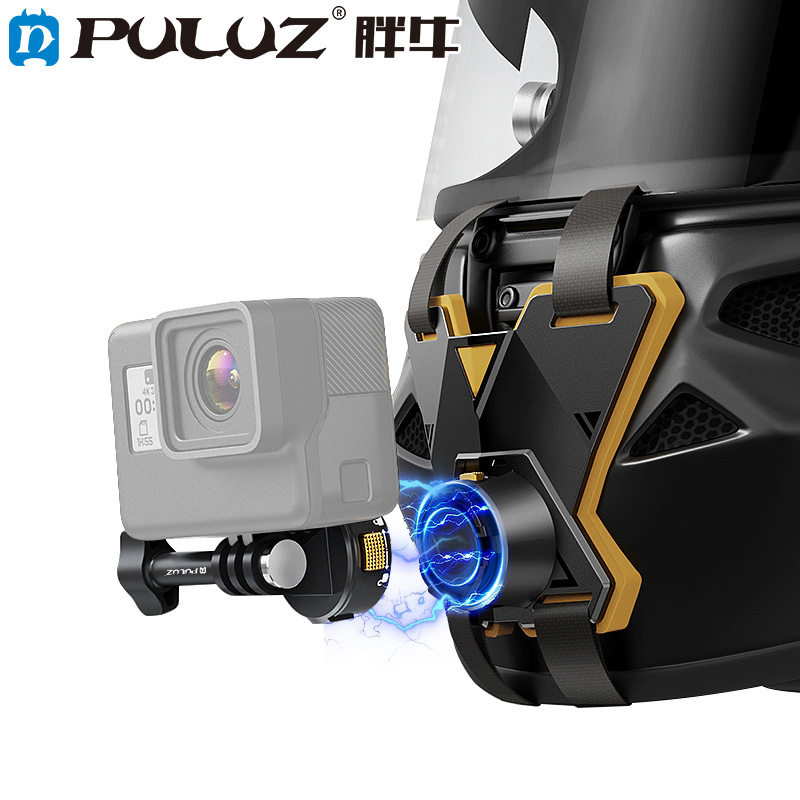 PULUZ胖牛摩托车头盔骑行下巴带gopro12配件运动相机快拆