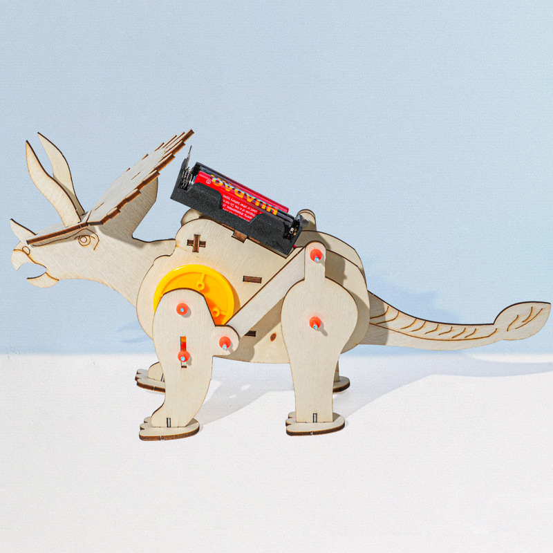 机械三角龙木制拼搭模型儿童发明手工DIY创意科技小制作科学实验