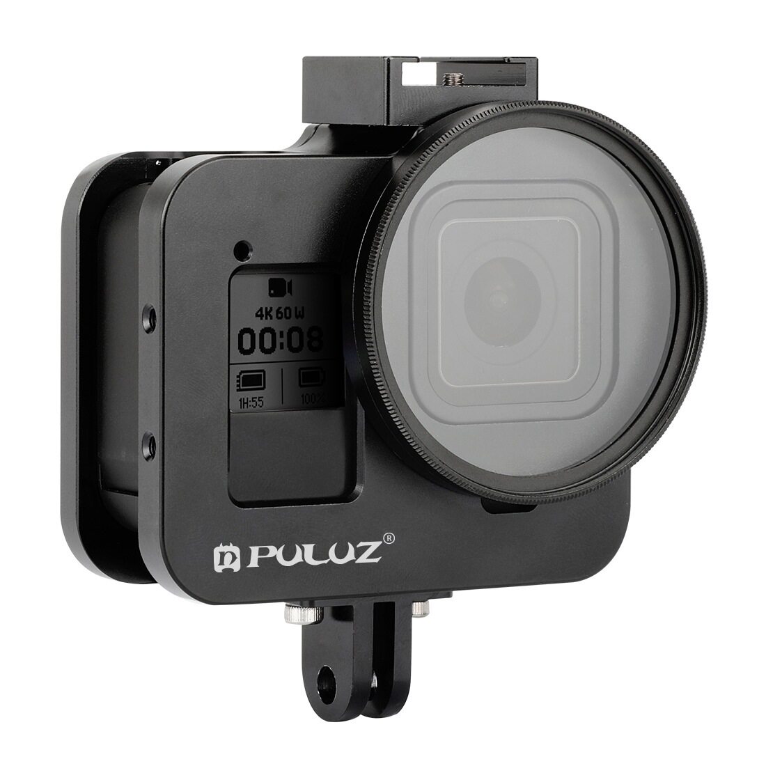 PULUZ适用于GoProHERO8黑色金属保护套狗笼带保险框和UV镜头