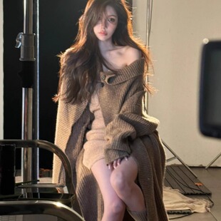 美拉德复古小众加厚高级感不撞衫中长款毛衣开衫外套女秋冬2025新