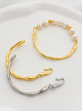 18K包金保色不规则光面树枝手镯