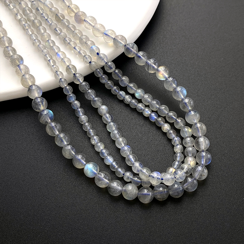 天然灰月光石散珠拉长石月长石