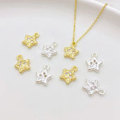 14K包金保色镶嵌锆石许愿星星五角星爱心吊坠手工diy手链项链挂坠