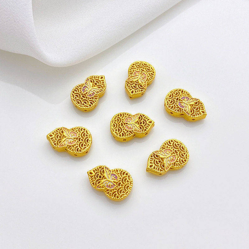 沙金保色烧蓝拉丝蝴蝶葫芦隔珠手工diy串珠手链项链饰品材料配件