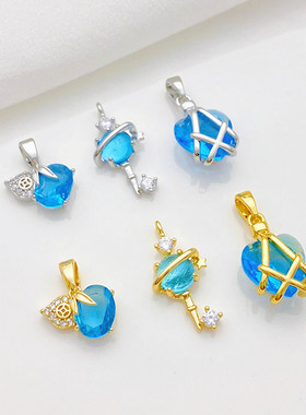 白金色18K包金保色海兰爱心吊坠瓜子扣挂件手工diy手链项链首饰品