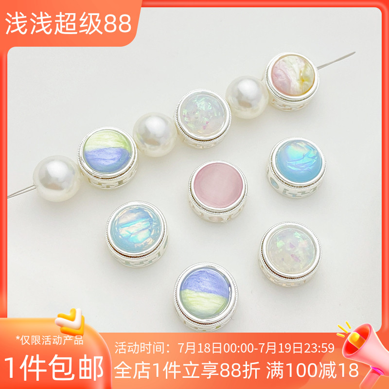 古法金镶猫眼石镂空隔珠散珠diy