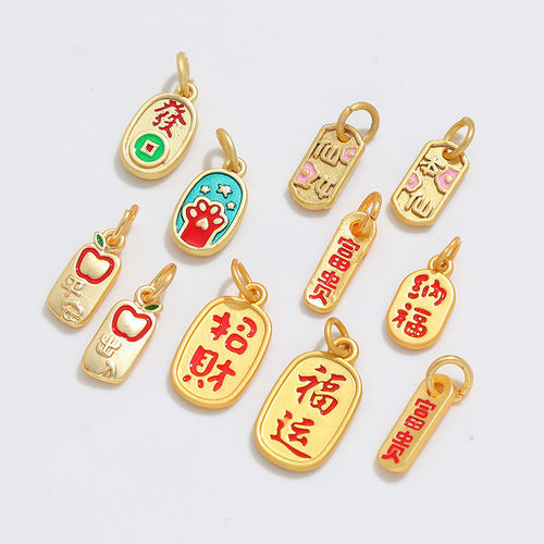 古法金滴油福字吊坠招财手工diy