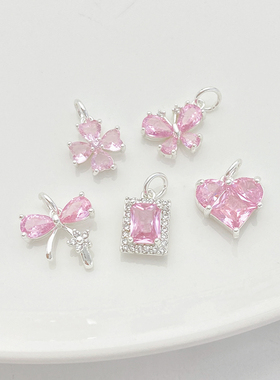 银色爱心蝴蝶四叶吊坠女项链配件