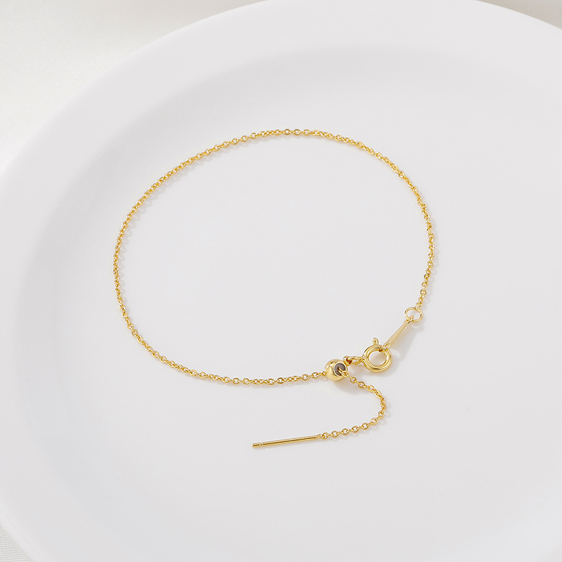 14K包金保色可调节带针穿珠手链