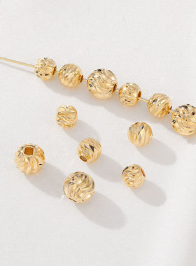 14K包金保色螺纹珠隔珠散珠diy手工制作串珠手链项链饰品配珠材料