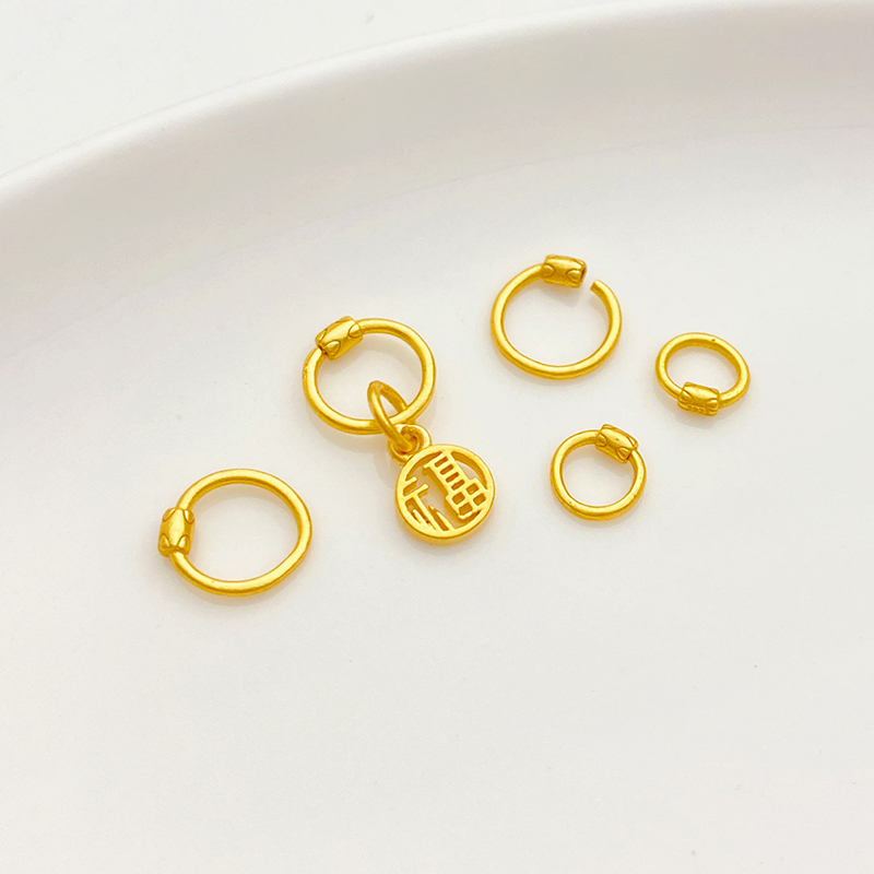 S925古法银镀金防丢失开口圈