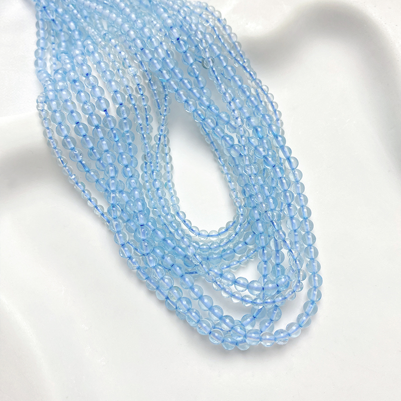 天然蓝托帕石圆珠diy手工串珠