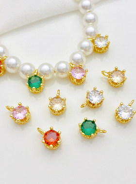 18K包金保色镶嵌锆石皇冠吊坠