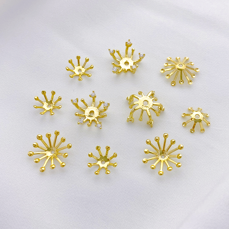 14K包金微镶锆石花蕊珠托花托