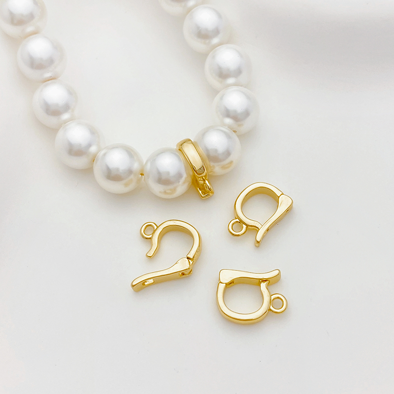 14K包金椭圆珍珠项链扣子配件