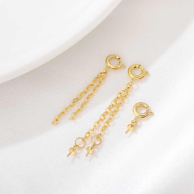 14k包金弹簧扣吊坠针珍珠diy