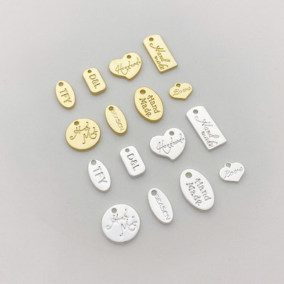 14K包金银色英文吊牌字母吊坠