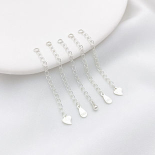 S925纯银水滴链爱心尾链延长链手工diy自制手链项链收尾材料配件