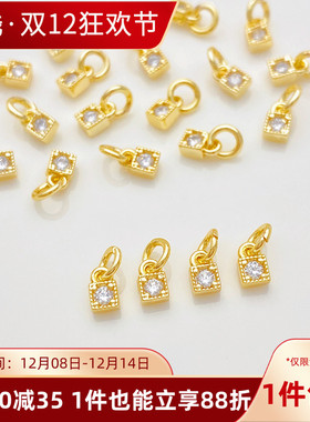 14K包金保色单锆方形小滴溜