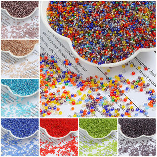 2mm高亮高品灌银米珠玻璃珠散珠子手工diy手链项链饰品材料配件