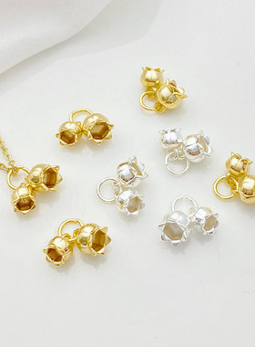 14K包金铃兰双花苞吊坠diy挂件