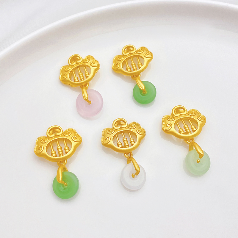 古法金仿玉如意算盘平安扣吊坠