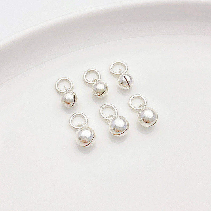 S925纯银小铃铛响铃挂件吊坠手工diy串珍珠手链项链饰品材料配件