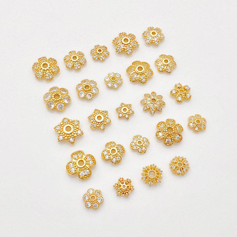 精致18K包金镶锆花朵花托隔片图片