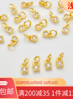 14K包金保色单锆方形小滴溜