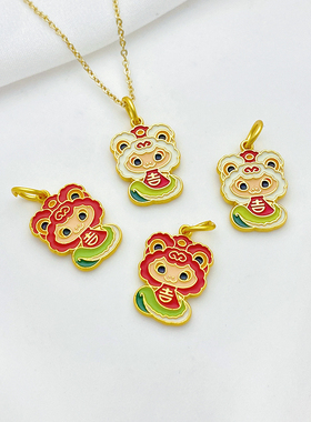 古法金小蛇吉祥好运吊坠手工diy