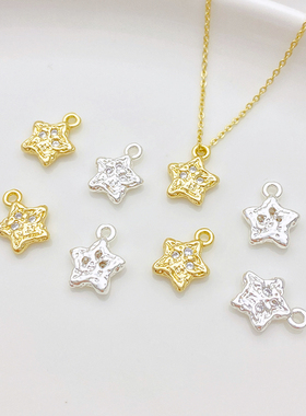 14K包金镶锆许愿星星爱心吊坠