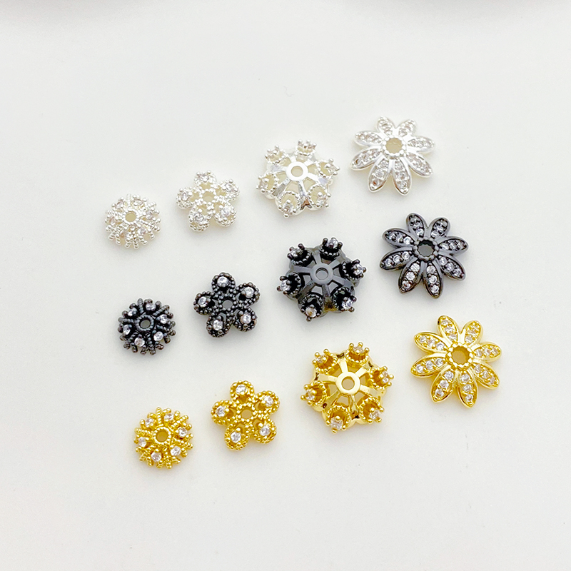 14K包金镶锆石雪花花瓣枪花托