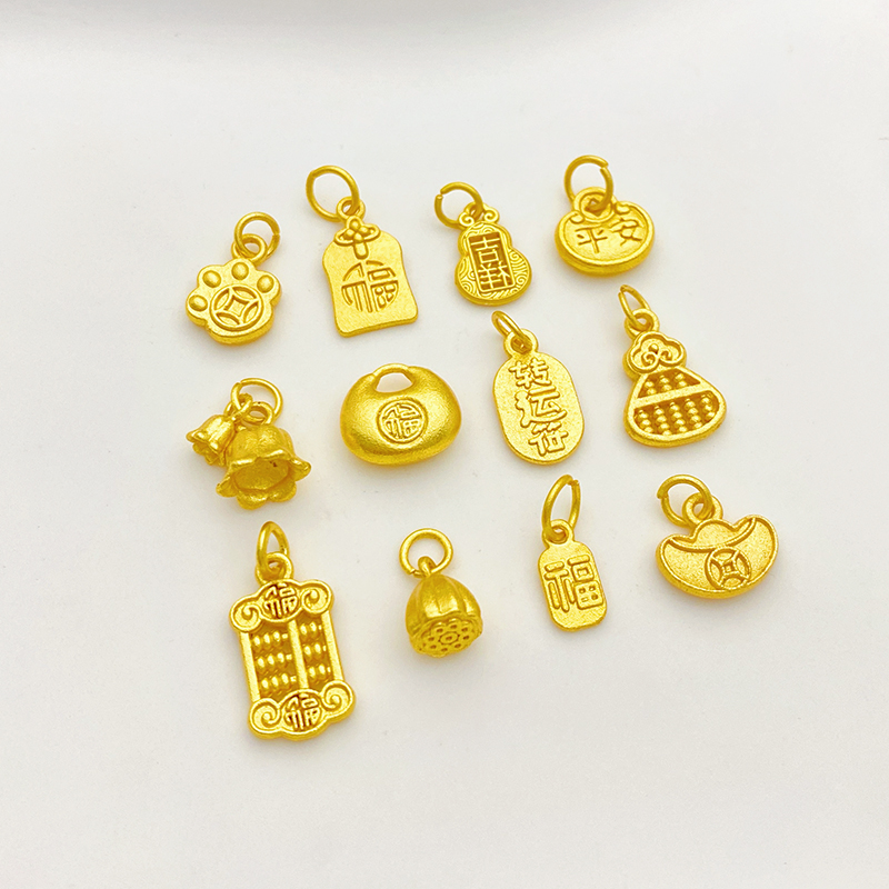 古法沙金葫芦平安算盘吊坠