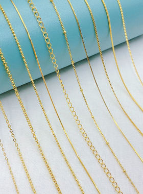 S925纯银镀18K真金保色链条O字链子diy手工延长项链手链材料配件