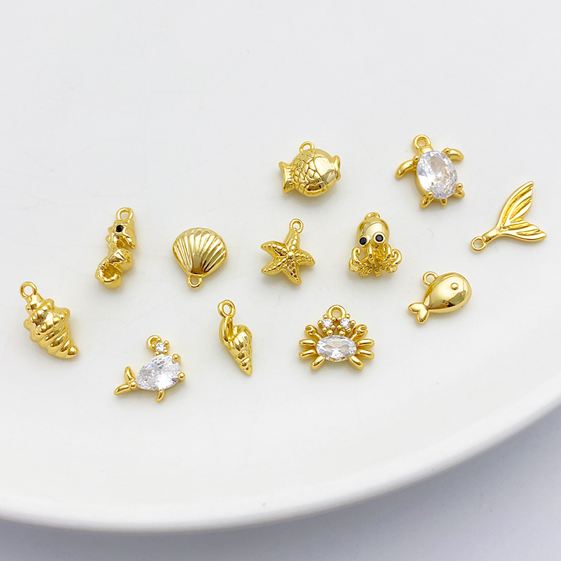 18K包金保色海螺贝壳海星海洋生物吊坠diy手工手链项链耳饰品挂件