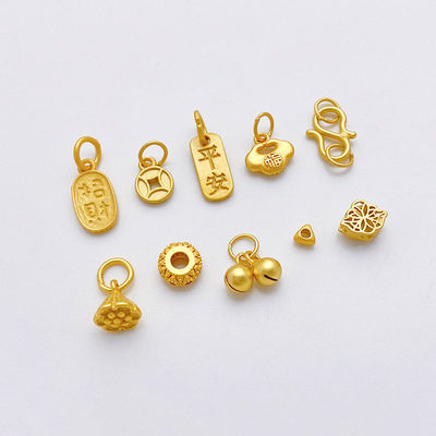 S925银镀古法金铃铛铜钱吊坠