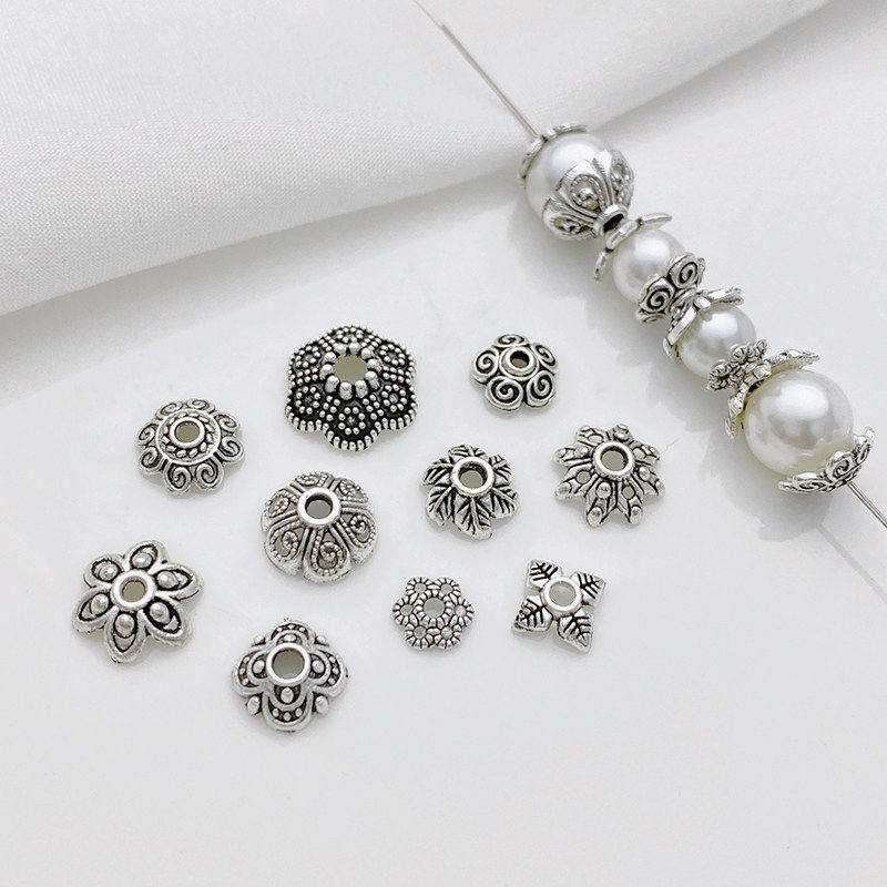 DIY合金藏银花托花帽隔珠隔片手工串珠编绳手链项链饰品材料配件