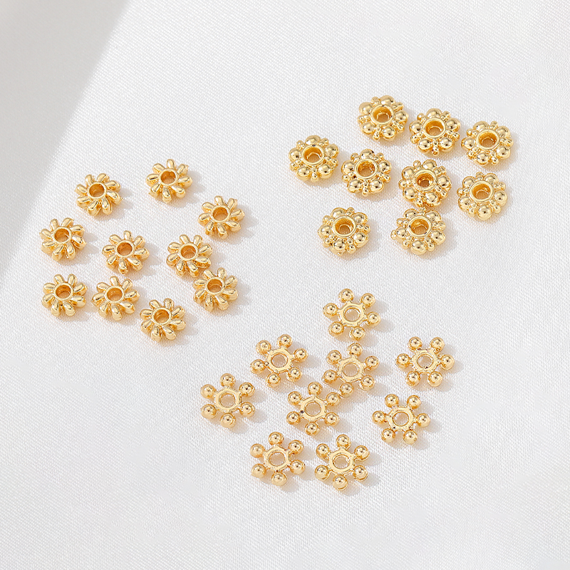 14K包金雪花片隔片梅花隔珠散珠手工diy制作手链项链饰品材料配件