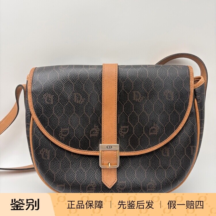 二手Dior迪奥中古黑色马鞍包二奢女士包