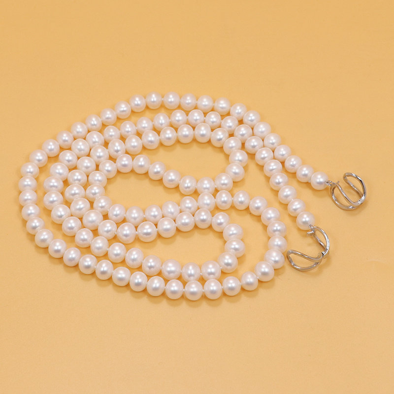 多戴8mm无核淡水珍珠毛衣链长款项链近圆天然强光微瑕正品S925银