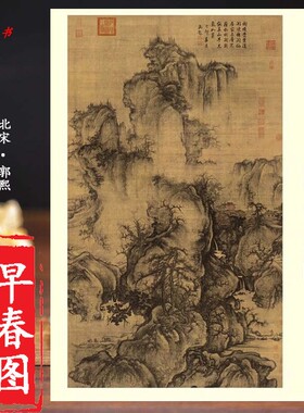 北宋郭熙早春图 图展开160*112cm 中国画教学大图临摹范本  各美院画室画院老师同学推荐临摹学习版本 非【原大158.3*108.1厘米】