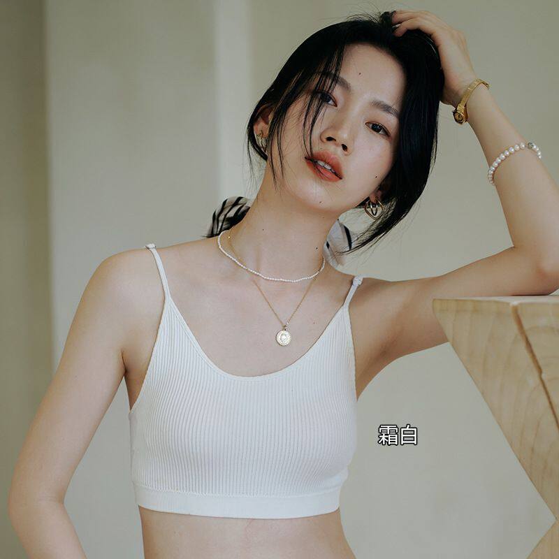春夏简约纯色美背内衣女士无钢圈文胸莫代尔亲肤小吊带背心裹胸