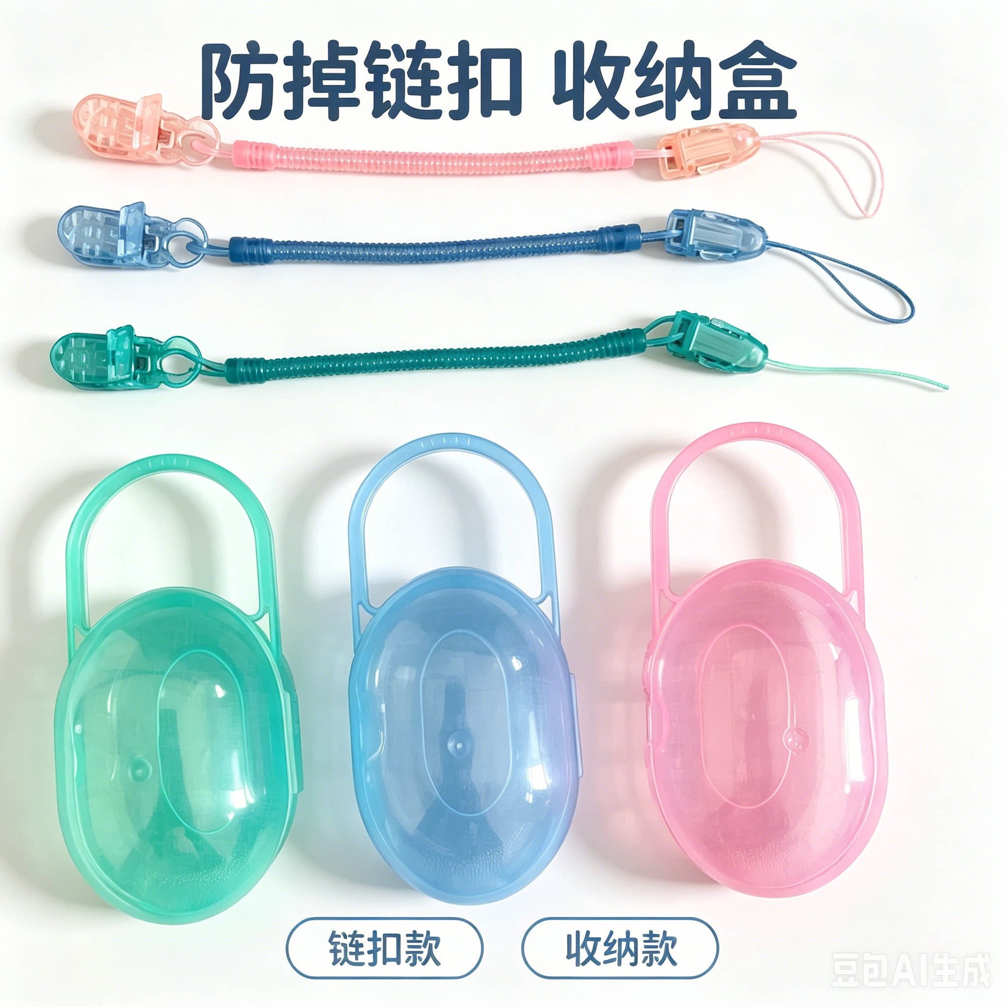 新安怡安抚奶嘴夹子配件硅胶玩具牙胶链防掉弹簧链磨牙宝宝防掉链