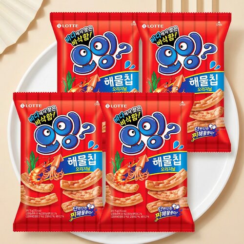 乐天韩国鱿鱼脆虾条鲜虾味膨化