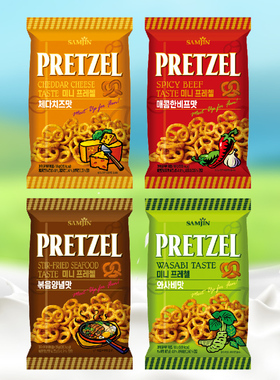 韩国进口SAMJIN三进芥末味饼干70g袋装芝士蝴蝶脆圈美味小零食品