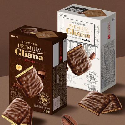 乐天Ghana加纳曲奇饼干91g黑白巧克力夹心涂层酥饼韩国进口零食