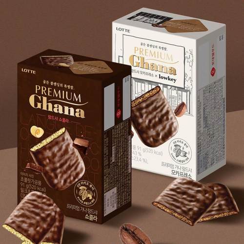 乐天Ghana加纳曲奇饼干91g黑白巧克力夹心涂层酥饼韩国进口零食