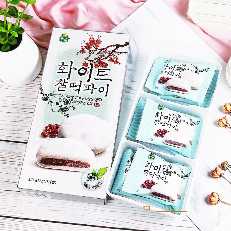 韩国进口零食品韩美禾白色巧克力打糕150g红豆馅糯米传统糕点
