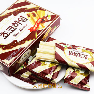 韩国进口食品克丽安巧克力榛子瓦蛋卷夹心威化饼干142g休闲小零食